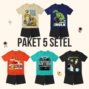 Paket Usaha Baju Tidur Kaos Setelan Piyama Anak Dan Bayi Laki Laki Motif Kartun Usia 1 - 10 Tahun