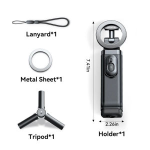 Joyroom Remote Control Selfie Stick Magnetic Airplane Phone Holder Scalable & Rotatable Travel Phone Holder For Outside Home