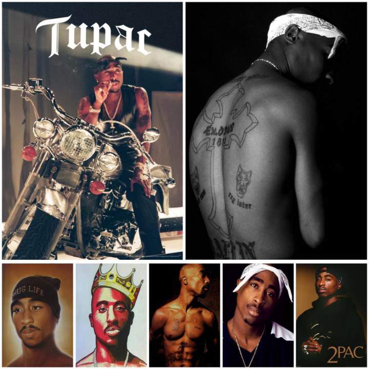 2Pac Tupac Amaru Shakur tatu Hip Hop Rap kanvas seni Poster dan dinding ...