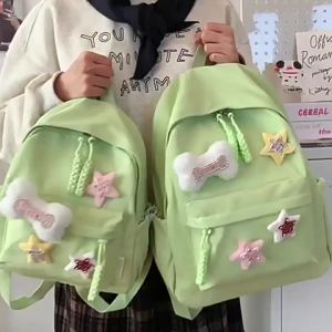 AE School bag for female middle school students high school students and college students simple versatile cute with pentagram and bone designs fresh and stylish