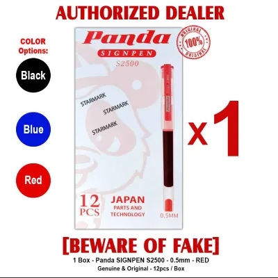 Panda SIGNPEN S2500 0.5mm BLACK BLUE RED Japan 12pcs per box Sign Pen Pens S 2500 Authentic Starmark Enterprises - 1 Box