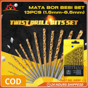 ToolHub 13 PCS Set Mata Bor Dilapisi Titanium Kit Mata Bor HSS Baja Kecepatan Tinggi 135 Derajat untuk Baja Aluminium Tembaga Baja Paduan Lunak Kayu Ukuran Plastik dari 15 mm - 65 mm