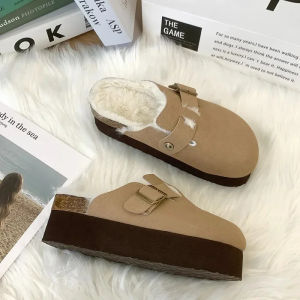 2024Womens Suede Mules Slippers Platform Flats Boston Clogs Sandals Fashion Outdoor Slip On Beach Sandalias