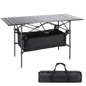 SUOMUEN Outdoor Folding Table Adjustable Carbon Steel Sturdy Picnic Table Portable Adjustable Camping Table for Hiking
