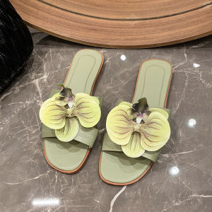 [Free Shipping] Fashionable Large-Size Slippers For Spring And Summer Elegant Butterfly Orchid Outdoor Casual Beach Flip-Flops For Women