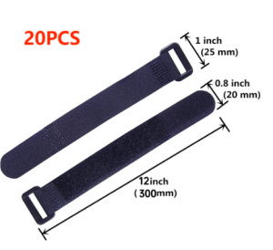 20pcs 20mm*300mm Velcro Reverse Buckle Tape Self-adhesive Nylon Velcro Tape Suitable For Bundling And Organizing Items