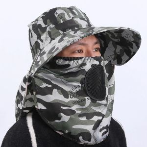FH Topi Masker Topi Masker / TopiTopi Visor Cadar pria Anti UV Lebar/Topi Pantai Pri Anti Matahari / Rimba Hat / Topi Hiking / Topi Gunung/ Bucket Rimba Pria
