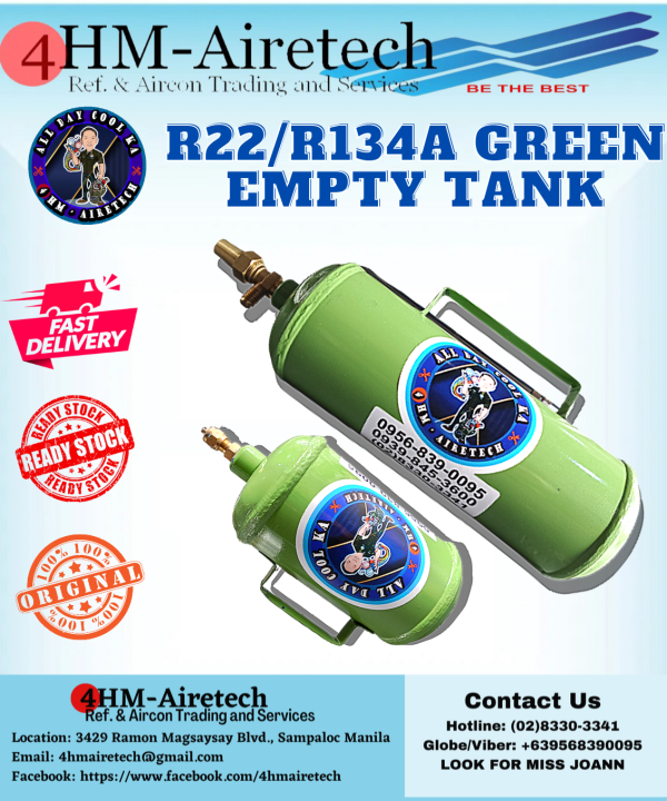 FOURHM R22/R134A GREEN EMPTY TANK FREON 1.5KG/2.5KG | Lazada PH