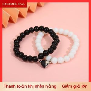 CS 2PCS Black White Bracelet Fashion Couple Friend Matching Magnet Love Bracelet