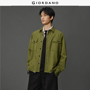 Giordano Men Brand Printed Workwear Pocket Twill Long Sleeve Shirt Free Shipping 12045009
