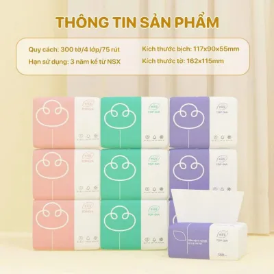 Khăn Giấy Khô 4 Lớp Giấy Rút Gấu Trúc Có Độ Dai Tự Nhiên An Toàn Cho Da Kể Cả Da Em Bé