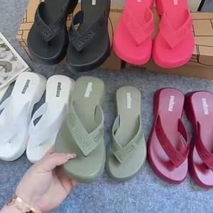 Melissa Official Store Women Ladies slippers Lightweight slope heel slippers beach flip flops outdoor womens shoes