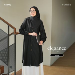 Naisha Workchic - Elegance Tunik | Tunik Katun Lengan Panjang | Tunik Putih Full Kancing