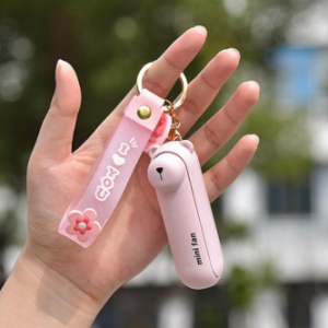 USB Rechargeable Mini Fan Cute Bear Keychain Portable Handheld Small Fan - Pocket Cooling Fan for Summer Travel Outdoor