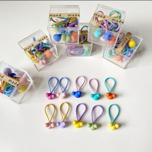 Hanni. Girls Cute 10pcs Bunny Korean Candy  Hair Tie Hair Rope With Box (Random Color) #HR111