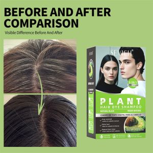 Sevich Plant Hair Dye Shampoo for White Hair Black Hair Color Herbal Essence Non-irritating 300ml