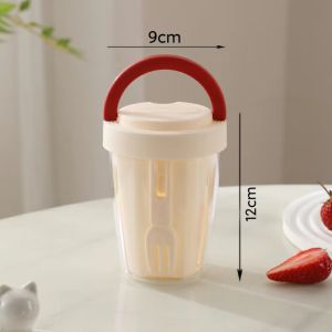 💕Fruit Freedom💕Drainable Fruit Cup with Built-in Fork Separate Design No Odor Portable Fork Office Fitness Picnic Camping Fruit Cup
