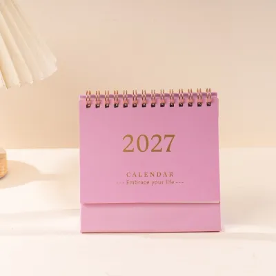 JURHOMIE Standing 2027 Desktop Desk Calendar Foldable Portable Academic Planner Writeable Memo Table Calendar Office Stationery