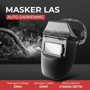 COD Helm topeng muka Las listrik Otomatis Auto Darkening Solar plus Senter LED Gelap CL281