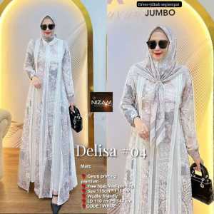 Dress jumbo Delisa #04/Gamis syari jumbo/Dress pesta kondangan/baju muslim wanita terkini/Gamis jumbo LD 110