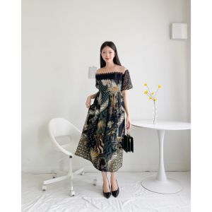 Dress Batik Pesta Dress Janvika Batik AG Mewah Dan Elegant Sabrina Dress Kondangan Batik Fashion Dress Wanita Terbaru