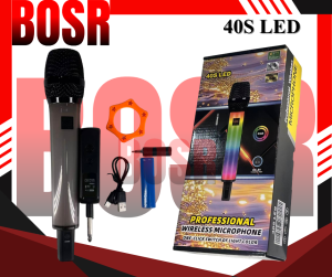 【BOSR】FT-40S LED Professional Handheld Wireless Unidirectional Dynamic Microphone with RGB Light and Built in Rechargeable Batter
