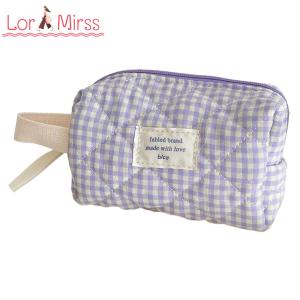 5TH Women Makeup Brushes Storage Bag Fashion Sweet Cotton Clutch Handbag Soft Fabric Cute Travel Toiletry Bag Practical Bag