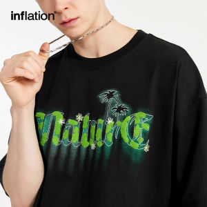 INFLATION brand Phantom Towel Embroidered Coconut Tree Print T-shirt 2024 Spring/Summer New Product Trendy Brand Loose Street Short sleeved Mens