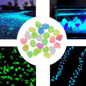 50PCS Colored Luminous Stone Villa Gardening Fish Tank Landscaping Pebble Artificial Luminous Stone Floor with Luminous Stone Garden Yard Decoration