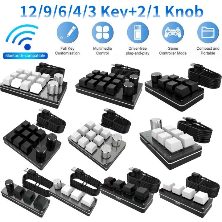 Bluetooth Wireless/USB 12 Key 2 Knob Mechanical Keyboard Gaming ...