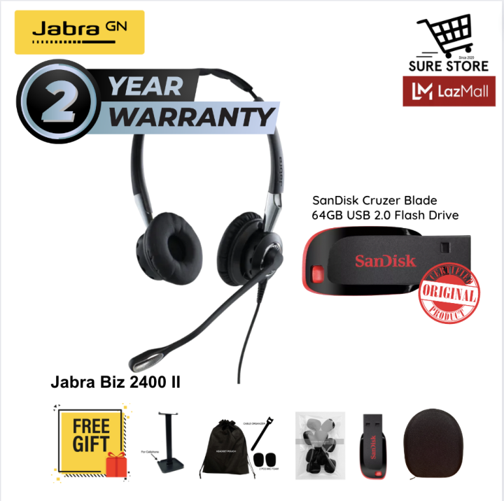 Jabra Biz 2400 II USB Bluetooth Headset Lazada PH