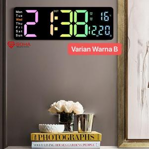 Jam LED Besar JD-5529 Jam Dinding Fitur Kalender Hari Alarm Clock Weker Timer Countdown Suhu Temperatur Jam Mewah Elegan Warna Macaron