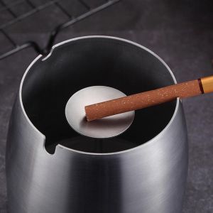 【Local Warehouse】Stainless Steel Ashtray with Lid for C-igarettes Windproof Outdoor Cigar Ashtray Ash Desktop Smoking Ash Holder Accessories Ashtray Smoke T obacco Ash Holder Container Home Decoration Creative With Lid Windproof Detachable