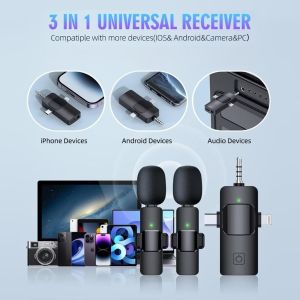 K15 Wireless Lavalier Microphone for iPhone & Android – USB-C/Type-C Works with Camera Ideal for Live Selling Vlogging & Videoke