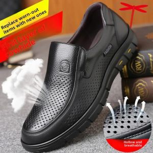 2026 Mens Shoes Genuine Leather Business Dress Leisure Middle-Aged and Elderly Dads Shoes Mens Leather Shoes 48 Size Summer2026