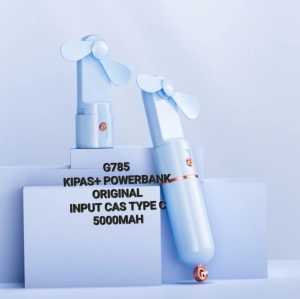 G785 KIPAS ANGIN MINI LIPAT POWERBANK ORIGINAL CAS TYPE C 5000 MAH FAN PORTABLE TANGAN CHARGER USB T