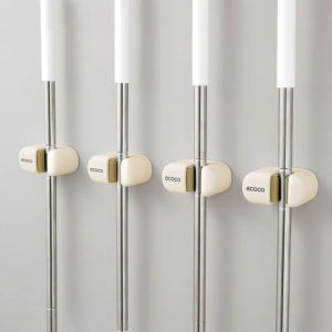 Wall Mounted Mop Holder No-drilling Broom Holder Clamp for Bathroom Organization (ECOCO by renemos)