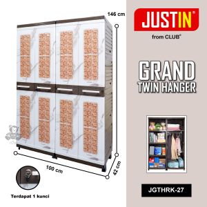 CLUB Justin Ultra Grand Twin Hanger - Lemari Plastik 4 Empat Pintu - Lemari Pakaian - Lemari Gantung