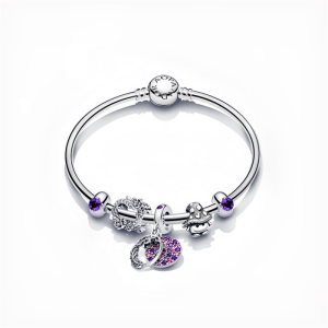 100% Authentic Pandora Sterling Silver/Rose Gold Bracelet Sparkling Galaxy /Collection Love /Galaxy Love Bracelet