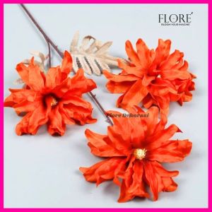 Bunga Dahlia Tangkai 3 Cabang/Bunga Tangkai Panjang Dekor Hias Buket [NK-129]