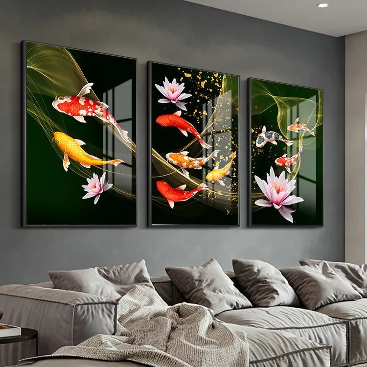 70x100CMX3PCS Modern Big Size Koi Fish Painting HD Print Living Room Wall  Art Picture Gift Home Decor (No Frame)