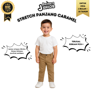 Bronkis Junior Celana Panjang Anak Laki Laki Bahan Stretch Warna Caramel Usia 1 Bulan Sampai 10 Tahun
