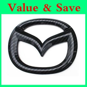 Mazda 3 BM BN 2014 - 2019 Glossy Black Carbon Fiber Trim Front Grille Logo Rear Trunk 3D Emblem Cover Garnish Mazda3
