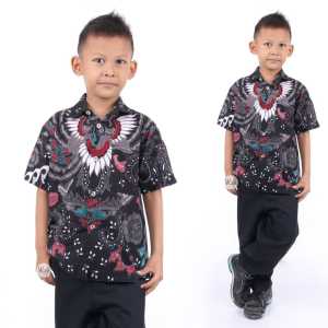 Kemeja Batik Couple Keluarga Ayah Dan Anak Laki-laki Umur 3 Sampai 10 Tahun Lengan Panjang Dan Pendek Warna Hitam Terlaris