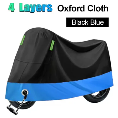 Motorcycle Cover Waterproof Heavy Duty 4 Layers Oxford Cloth Thickening Enlarging Motorcycle Cover Sunproof Dustproof Snow Protection All Season Motorcycle Bike Universal Wear-resistant Reflective Strips With Lock-Holes Motorcycle Accessories Parts
