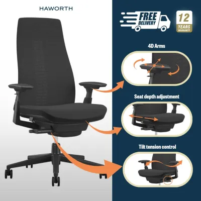 Fern High Performance Ergonomic Office Chair - Haworth (Free Delivery + Free Chair Assembly) Delivery Within 1 Week
