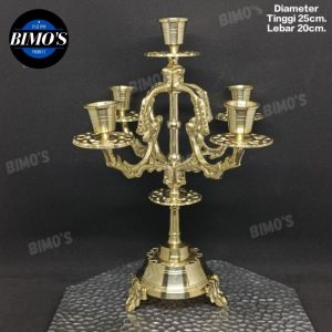 Tempat Lilin Kuningan 5 Cabang Holder Lilin Wadah Lilin Murah