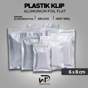 ( 50 Pcs ) Plastik Klip Alumunium Foil Flat 6 x 8 | Alumunium Foil Ziplock | Kemasan Sachet Aksesoris | Plastik Klip Ziplock