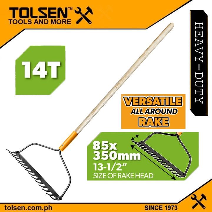 Tolsen 14 Teeth Garden Rake (1370mm) Wooden Handle 57558 | Lazada PH