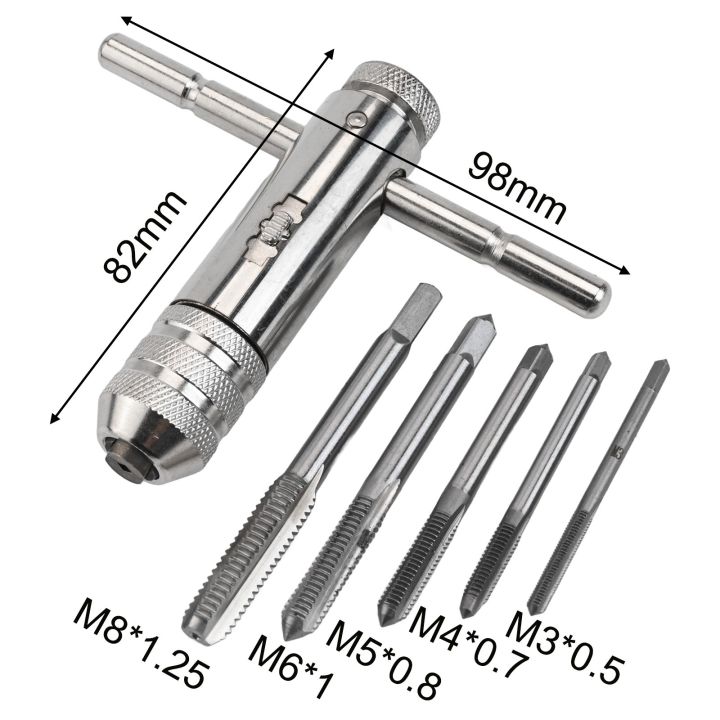 【Homeland】 Steel Adjustable T Handle Ratchet Tap Wrench Set with 5 ...